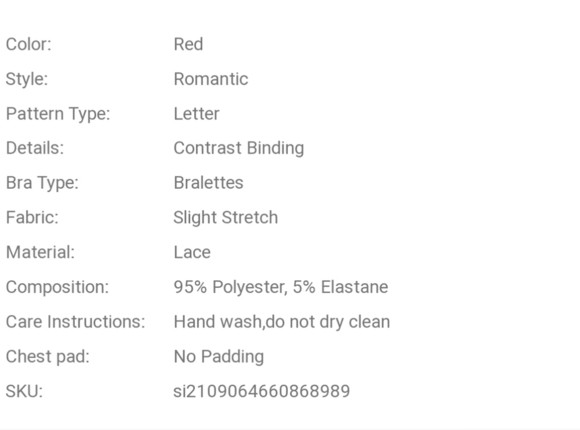 RED ROMANTIC LOVE BRALETTE - Picture 7 of 8